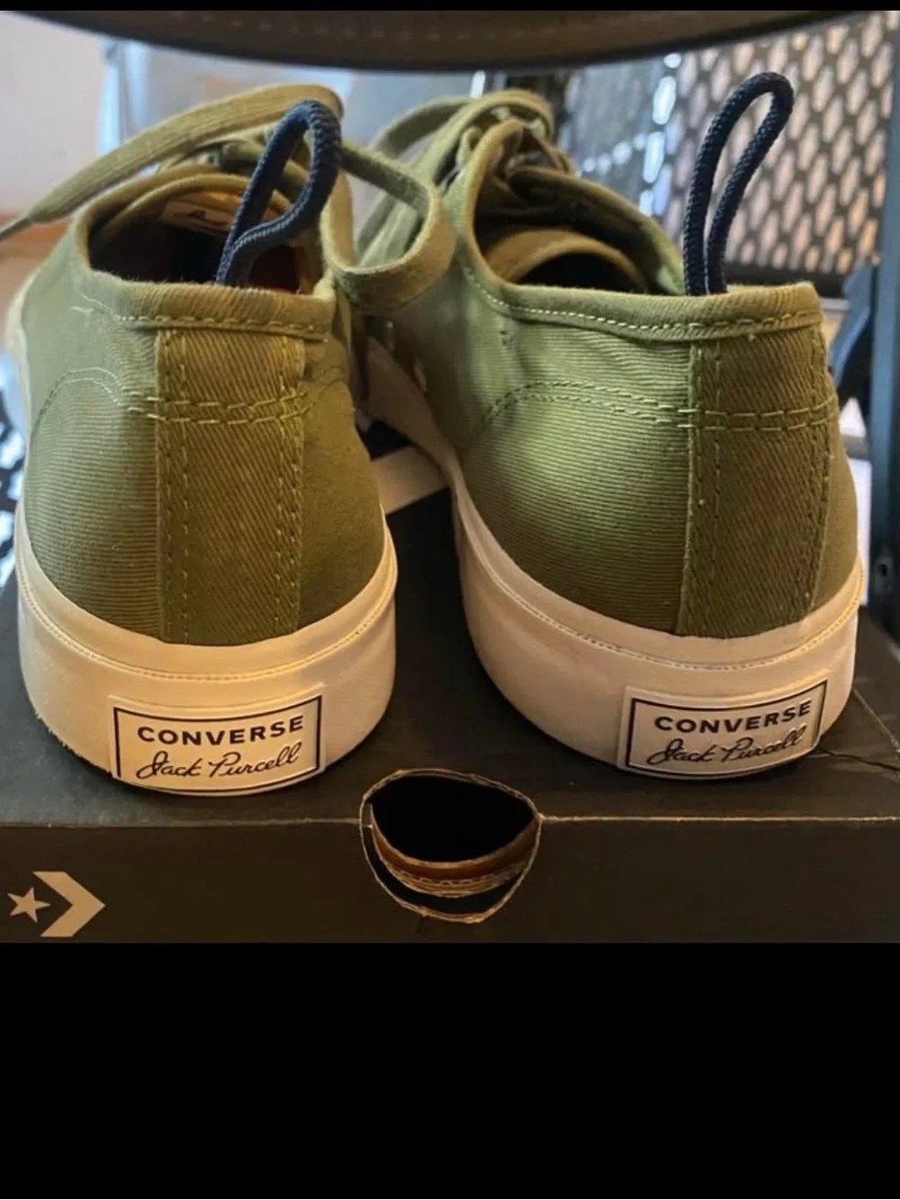 Converse “Jack Purcell” Olive Green Canvas Low-Top Sneakers for Men - Picture 3 of 6
